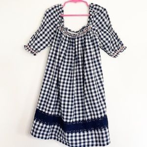 Velveteen smocked gingham dress 6